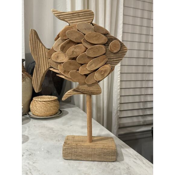 Driftwood Fish Sculpture Beach Ocean Art Marina Beach Nautical‎ Fish Decor 16” - Picture 8 of 8